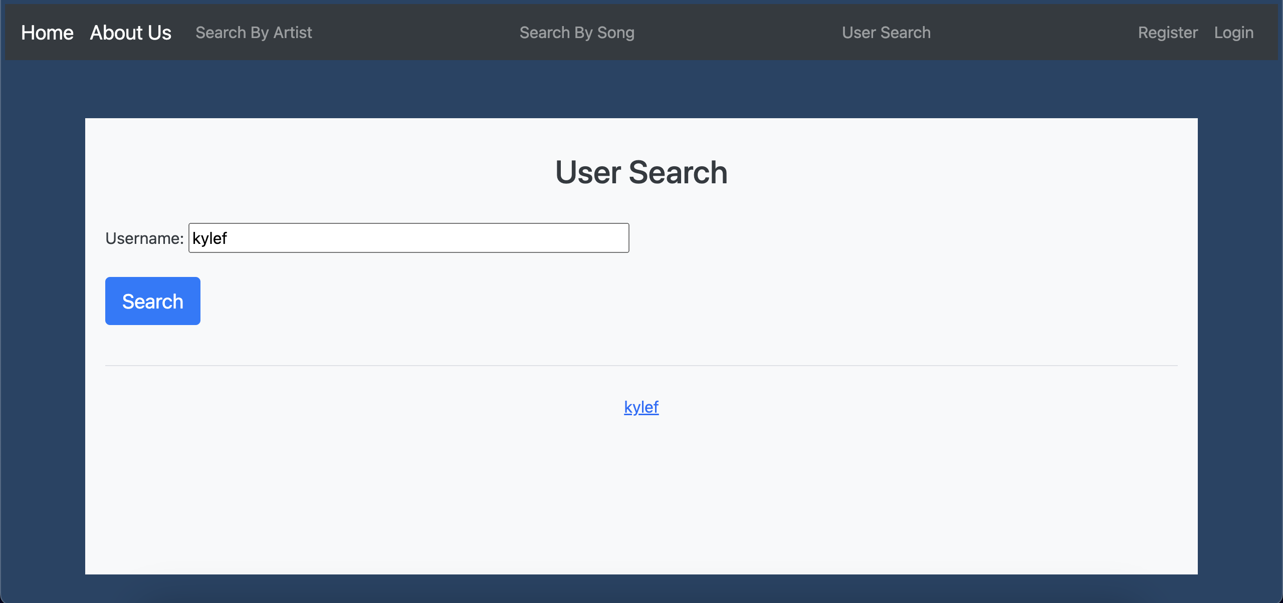 MusicHoot User Search Page