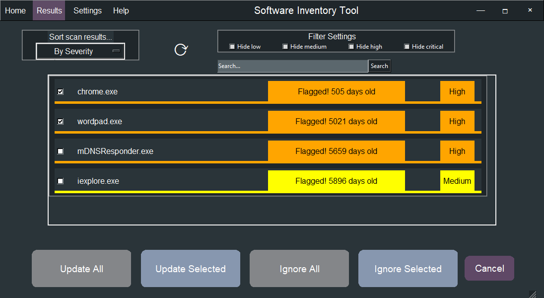 SIEVE Scan Results Page